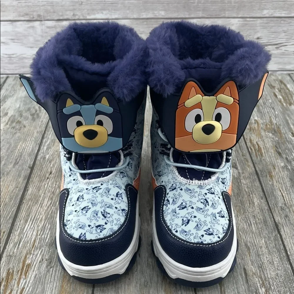 Toddler Bluey Winter Boot Shoes Faux Fur Trim Size 11